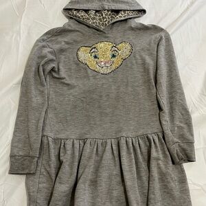 Disney Gray The Lion King Simba Hoodie Dress Girls Size Small 6-6X